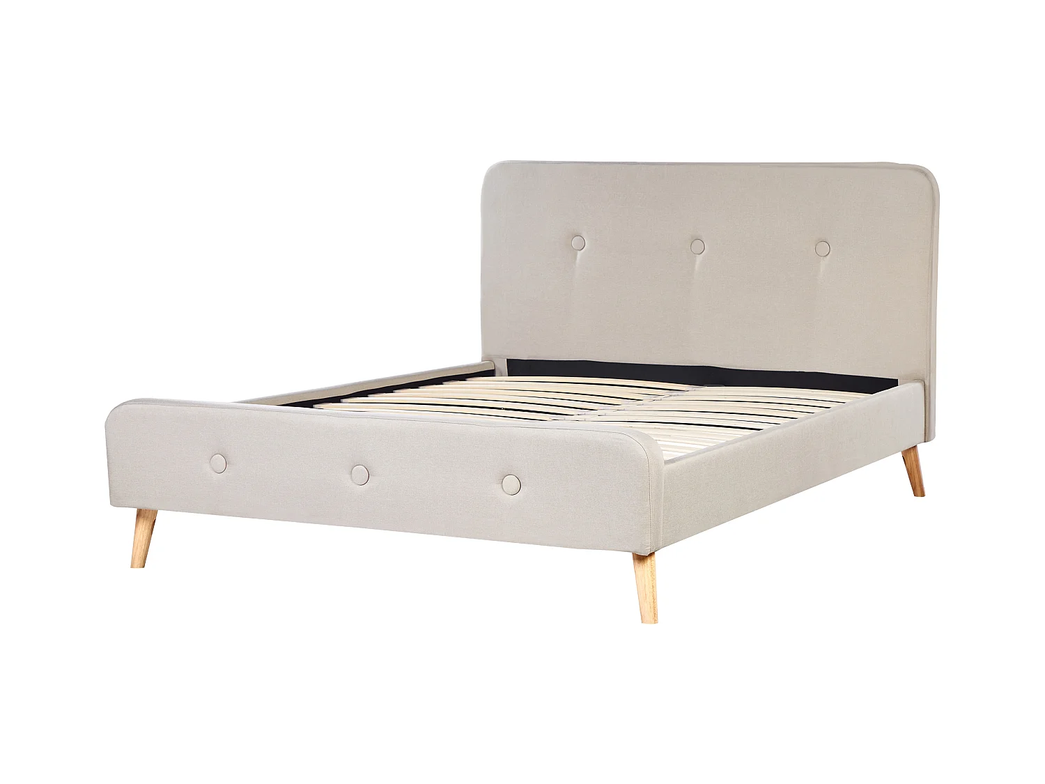 Polsterbett Leinenoptik beige Lattenrost 160 x 200 cm Rennes