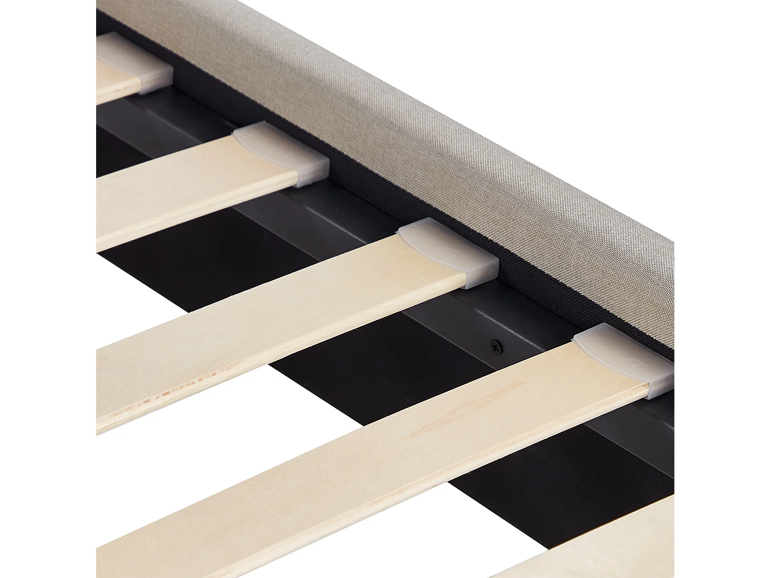 Lit avec sommier Tissu RENNES 160 x 200 cm Beige clair