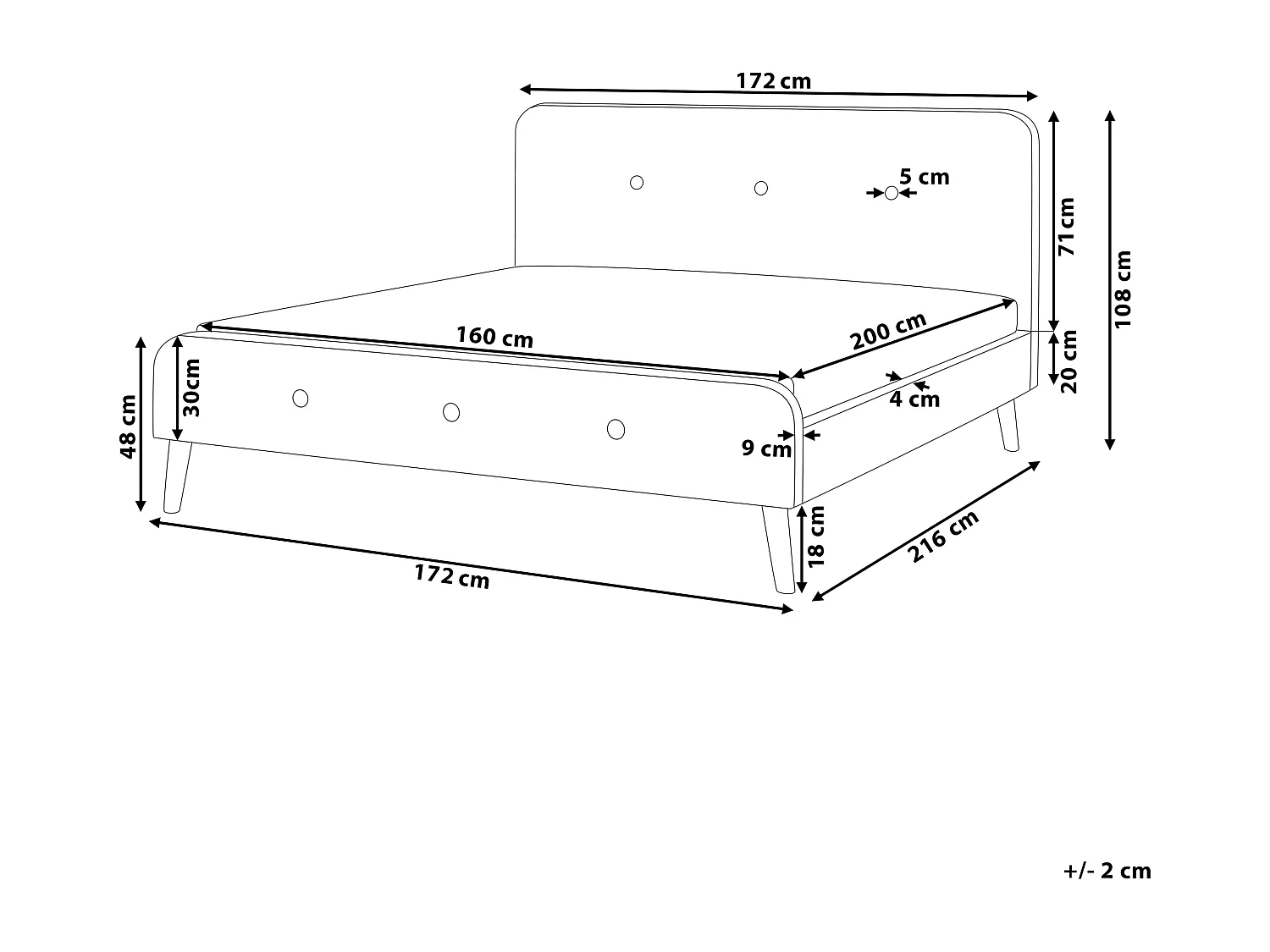Bed Stof RENNES 160 x 200 cm Lichtbeige