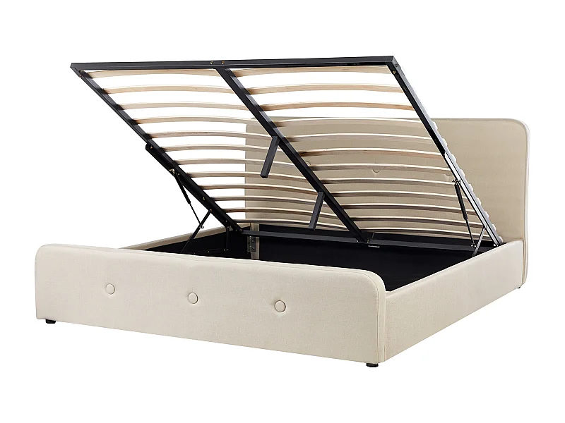 Cama baú Tecido RENNES 180 x 200 cm Creme