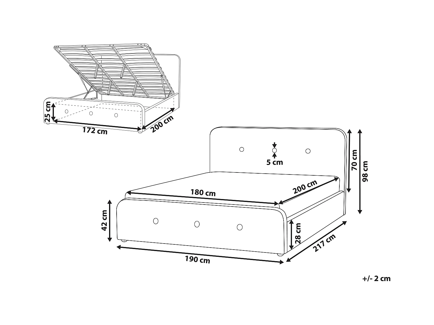 Bed met opbergruimte Kunstlinnen RENNES 180 x 200 cm Beige