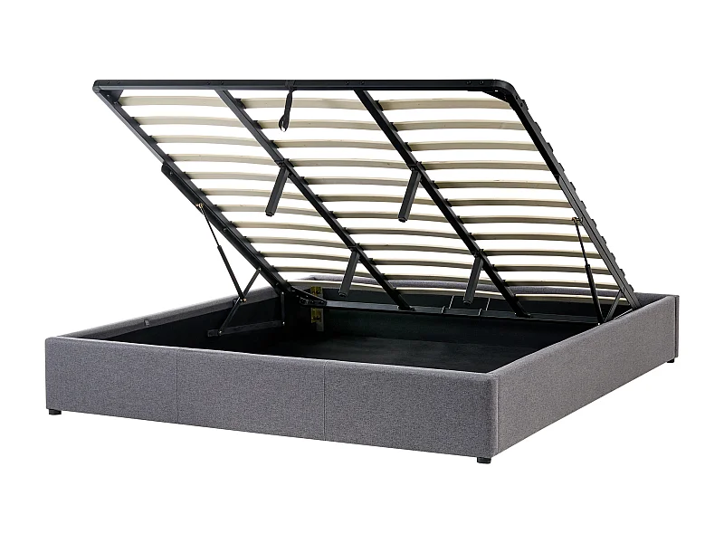 Cama baú Tecido DINAN 180 x 200 cm Cinzento escuro