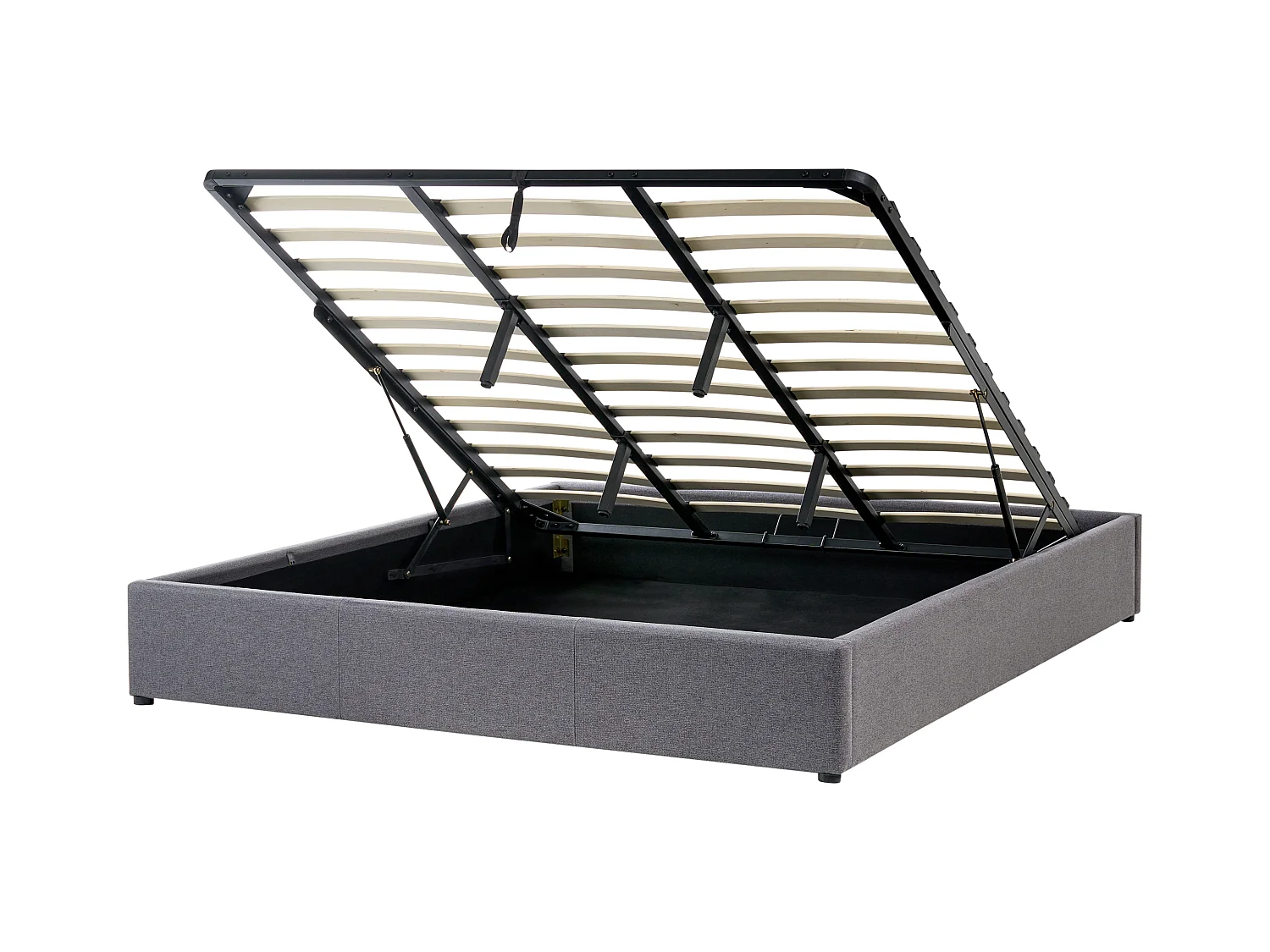 Lit ottoman sans tête de lit Tissu DINAN 180 x 200 cm Gris foncé