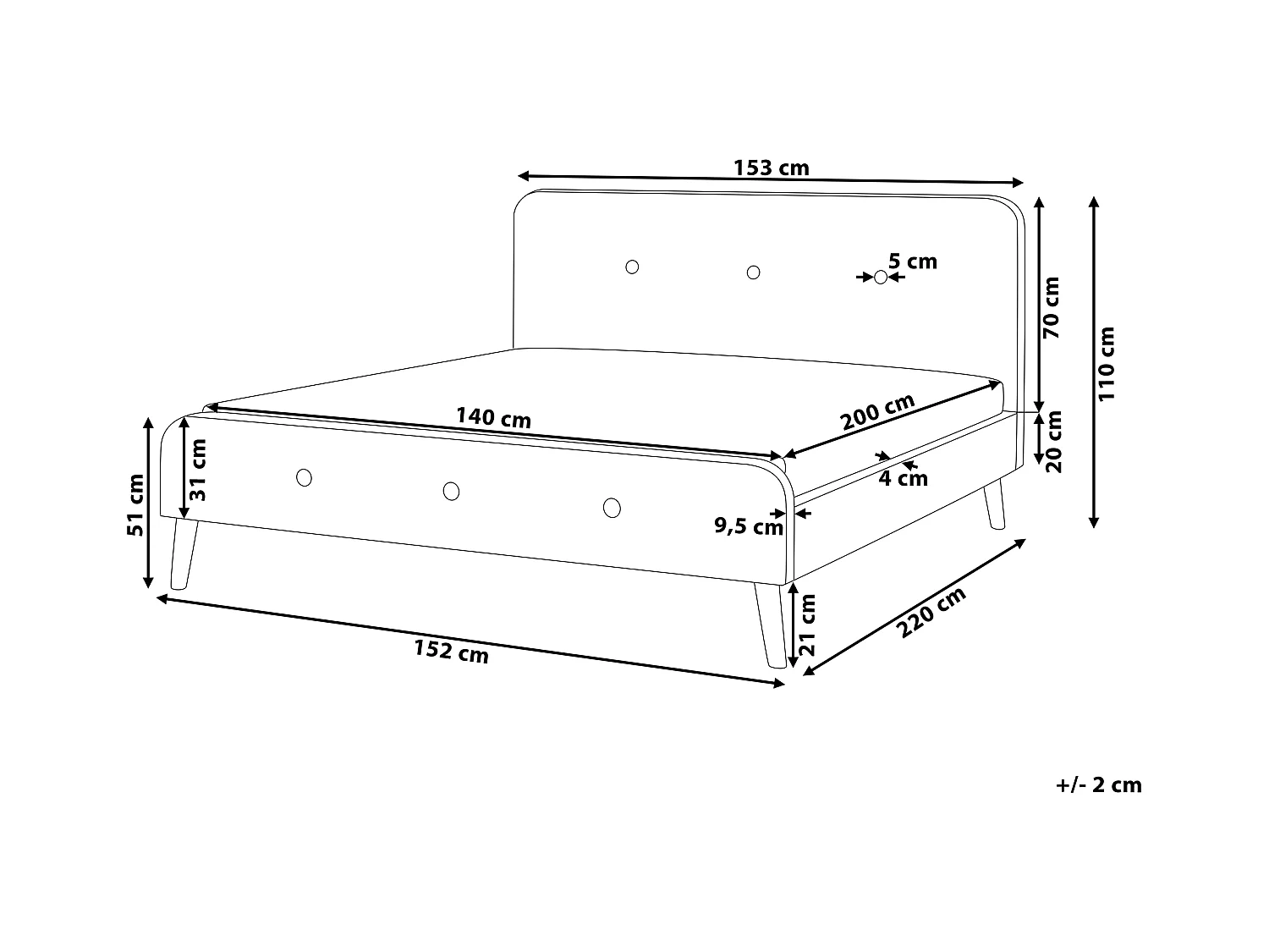 Polsterbett Leinenoptik grau Lattenrost 140 x 200 cm Rennes