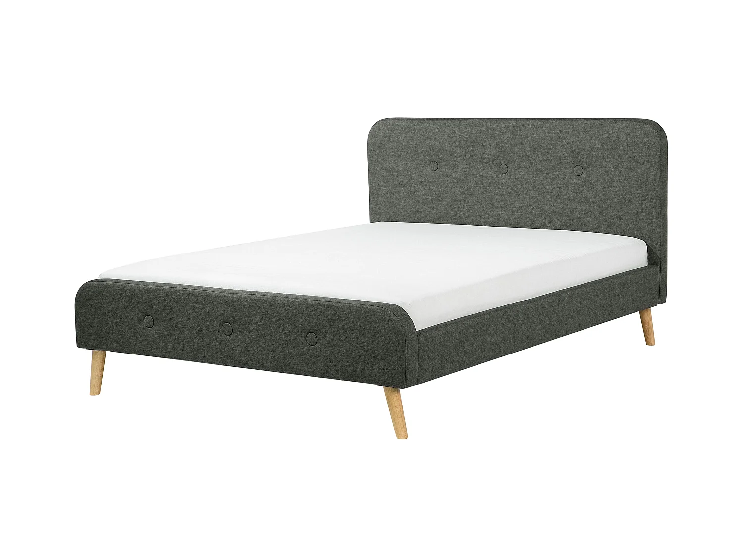 Lit avec sommier Tissu RENNES 140 x 200 cm Gris foncé