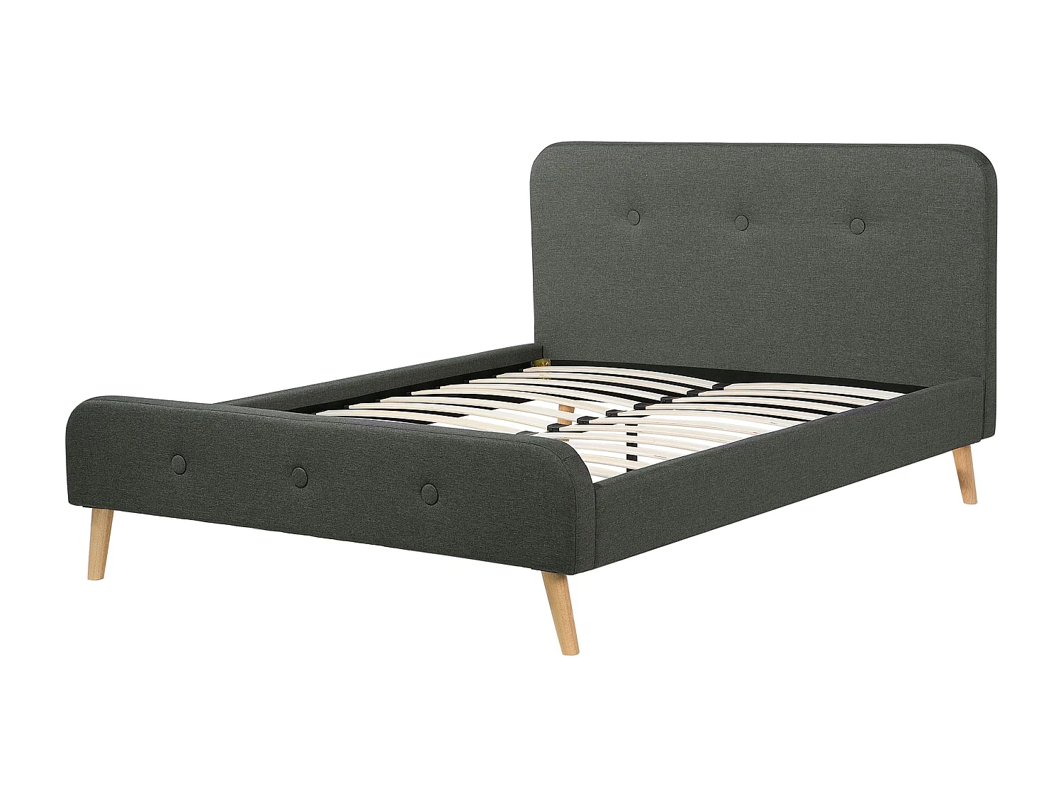Bett mit Lattenrost Stoff RENNES 140 x 200 cm Dunkelgrau