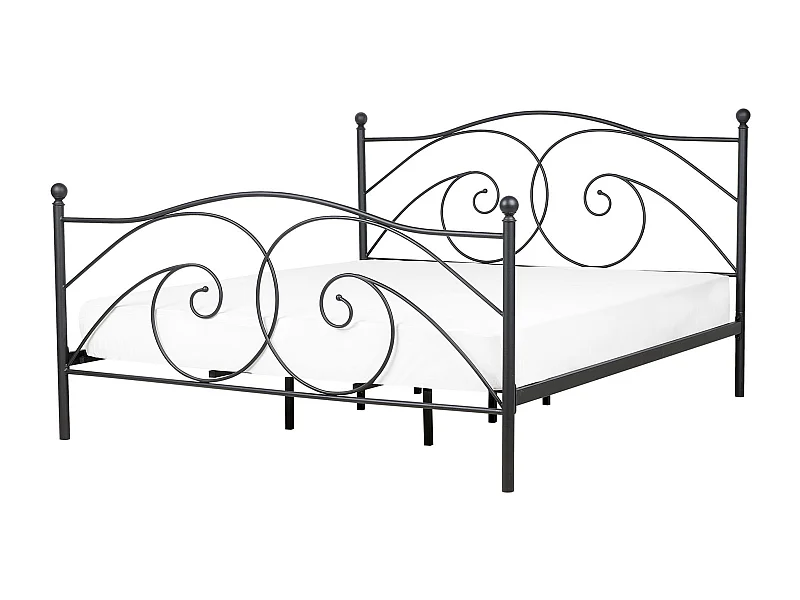 Komfortables Metallbett in romantischem Stil 180 x 200 cm schwarz Dinard
