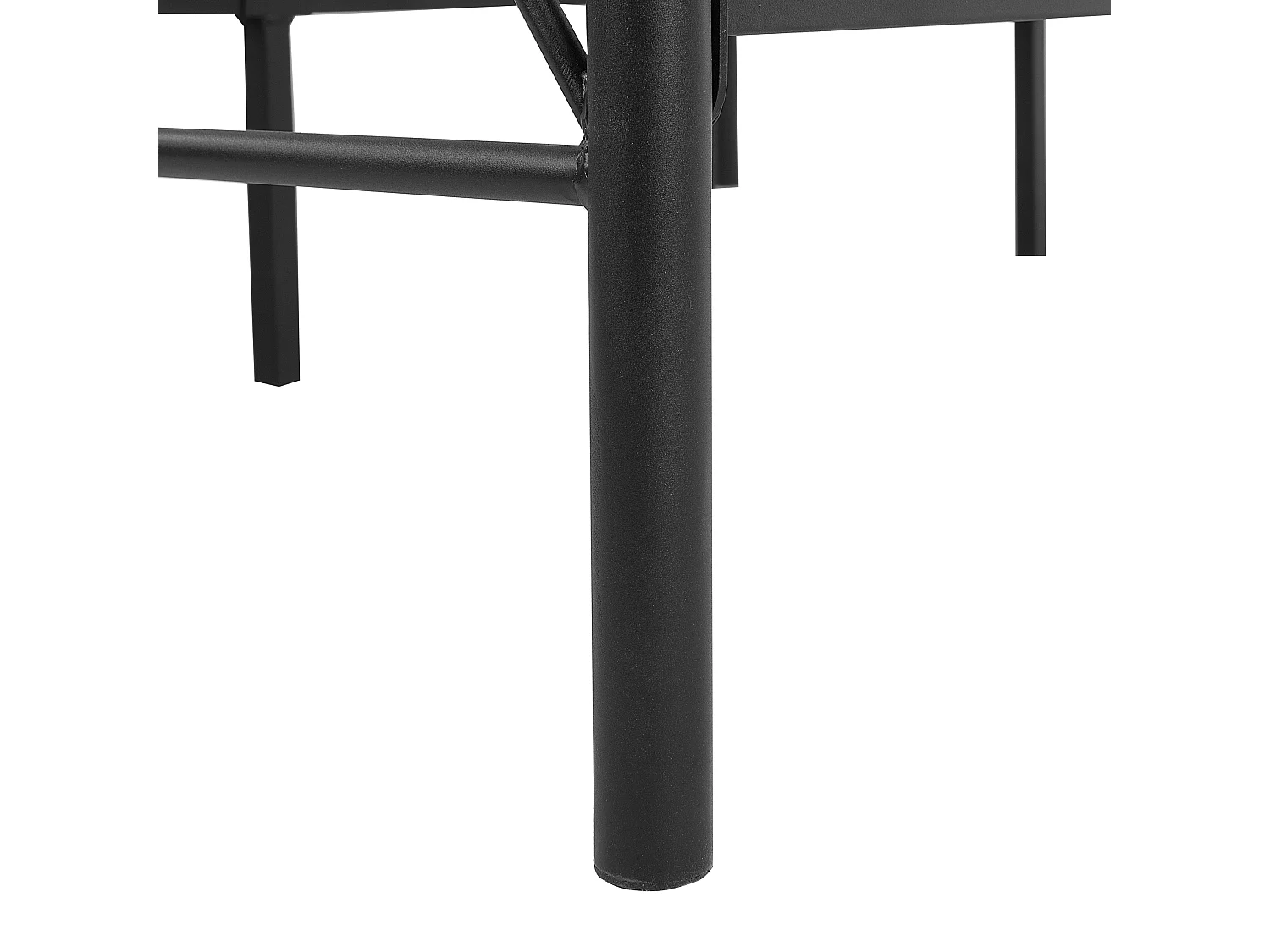 Łóżko metalowe podwójne DINARD 180x200 cm czarne matowe w stylu retro romantycznym z solidnym stelażem na listwach