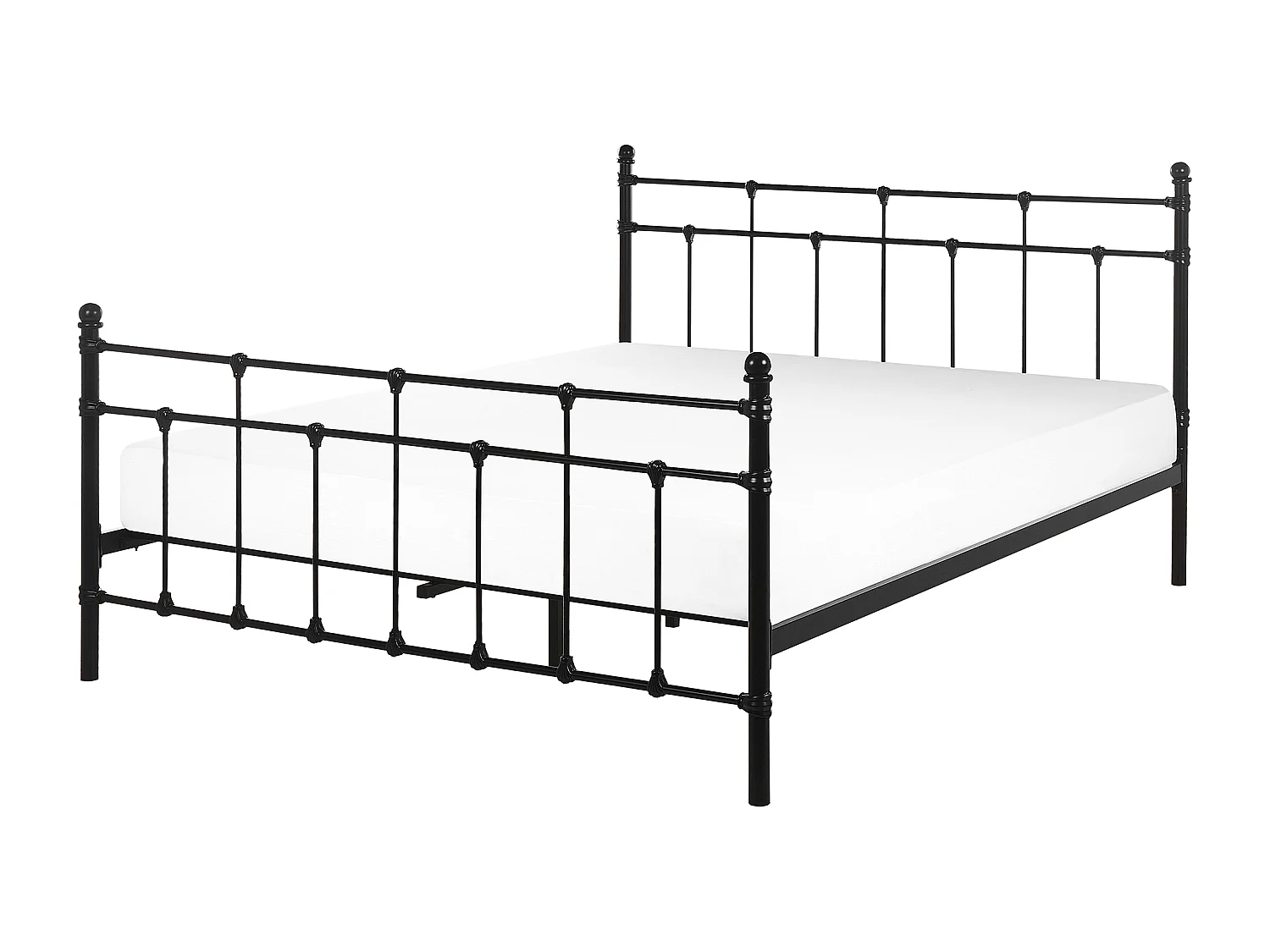 Romantisches Doppelbett Metall Schwarz mit Kopfteil Lattenrost 160x200 cm Lynx