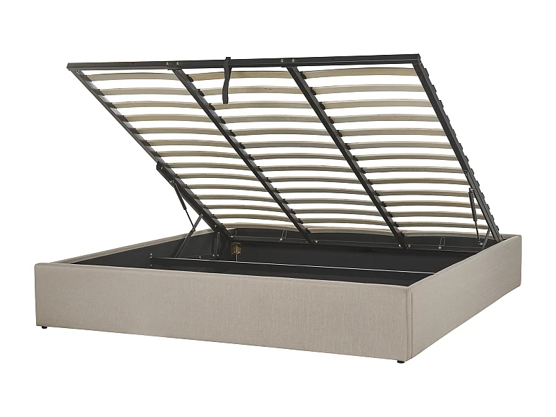 Cama con almacenaje Tela DINAN 180 x 200 cm Beige