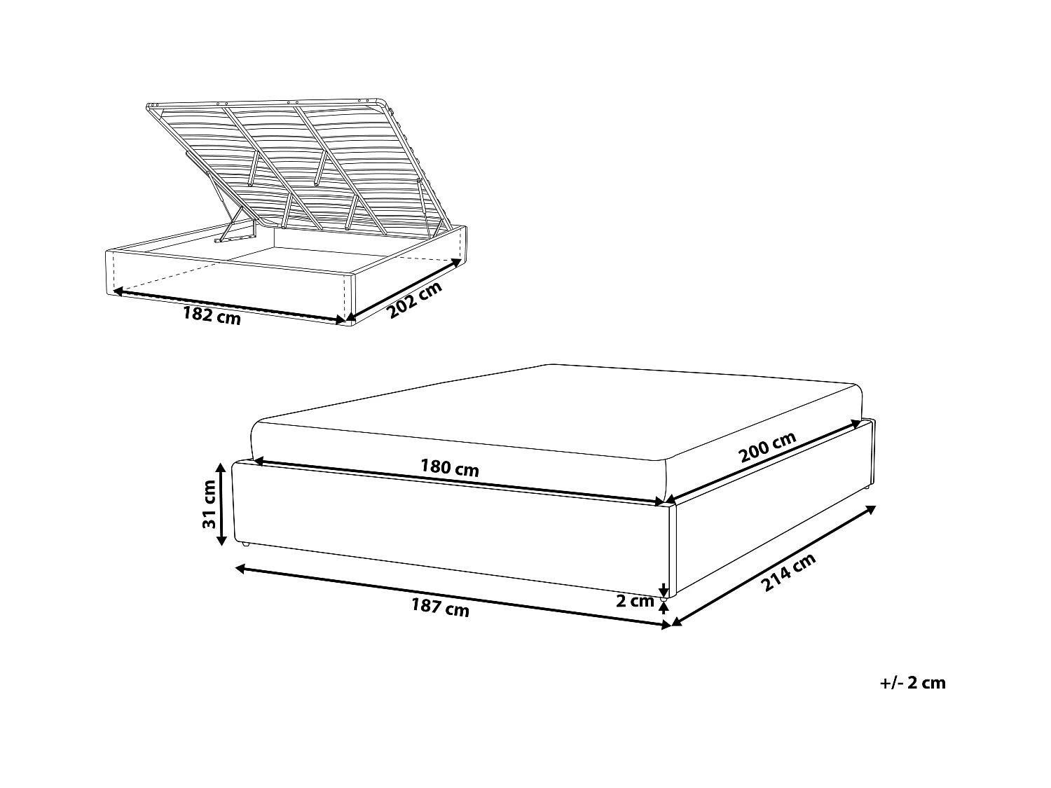 Bed met opbergruimte Stof DINAN 180 x 200 cm Beige