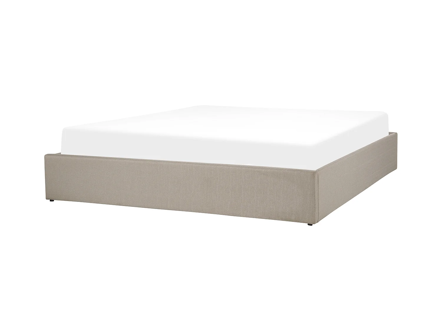 Lit ottoman sans tête de lit Tissu DINAN 180 x 200 cm Marron clair