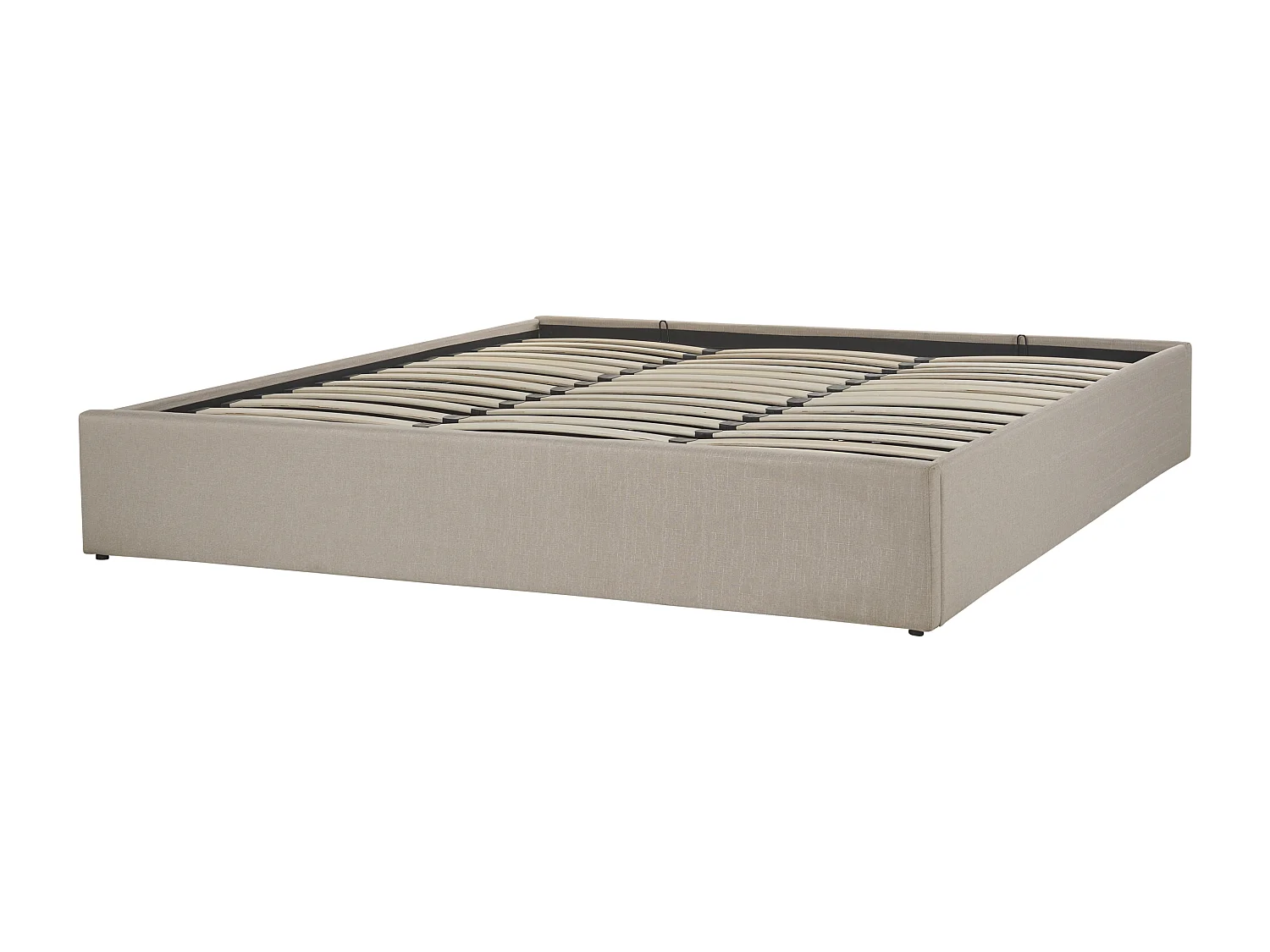 Polsterbett beige mit hochklappbarem Lattenrost 180x200 cm Bettkasten Dinan