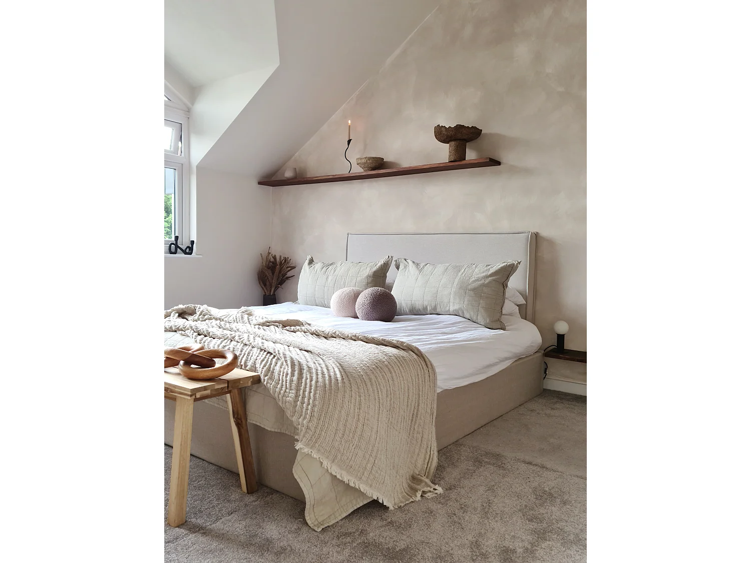 Lit ottoman Tissu DINAN 180 x 200 cm Beige