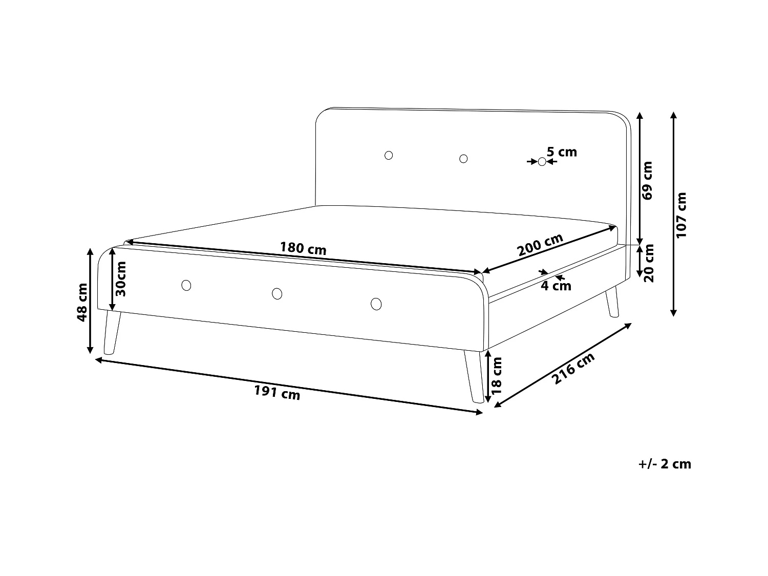 Polsterbett Leinenoptik beige Lattenrost 180 x 200 cm Rennes