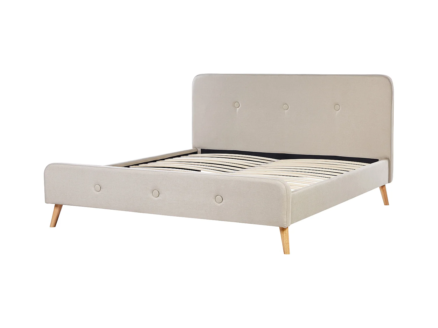 Polsterbett Leinenoptik beige Lattenrost 180 x 200 cm Rennes