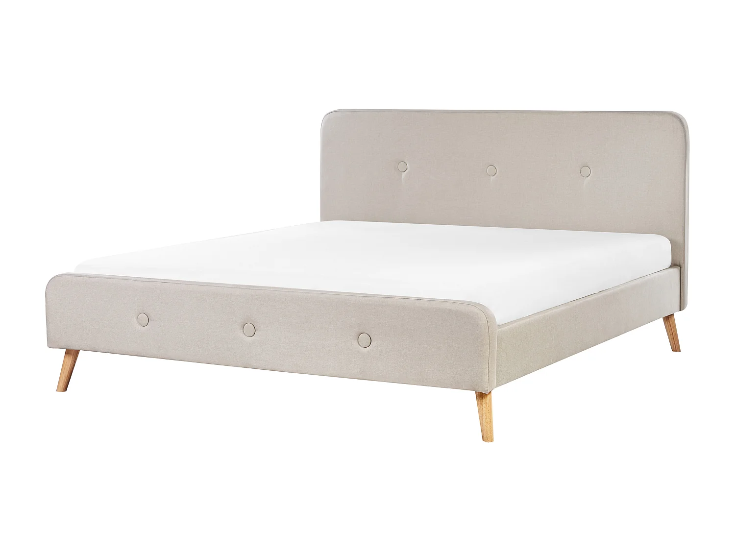 Lit avec sommier Lin synthétique RENNES 180 x 200 cm Beige clair