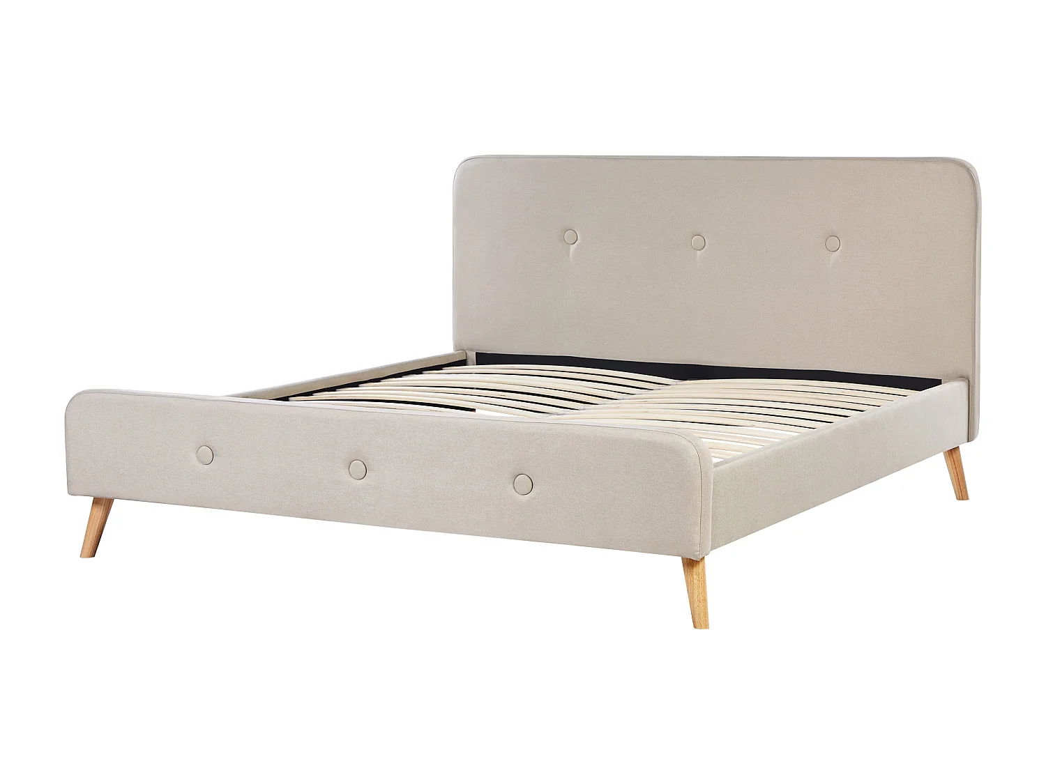 Lit avec sommier Lin synthétique RENNES 180 x 200 cm Beige clair