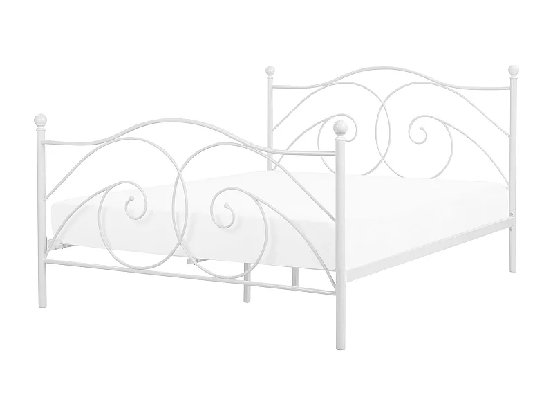 Lit avec sommier Métal DINARD 160 x 200 cm Blanc