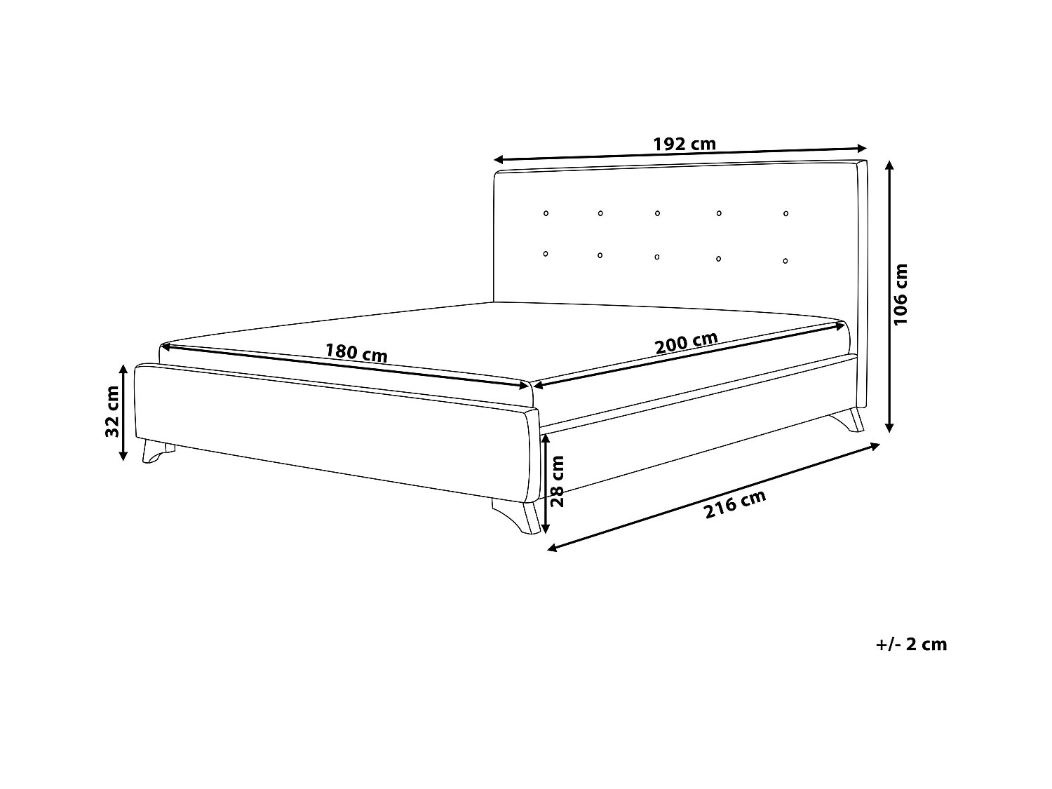 Lit avec sommier Tissu AMBASSADOR 180 x 200 cm Noir