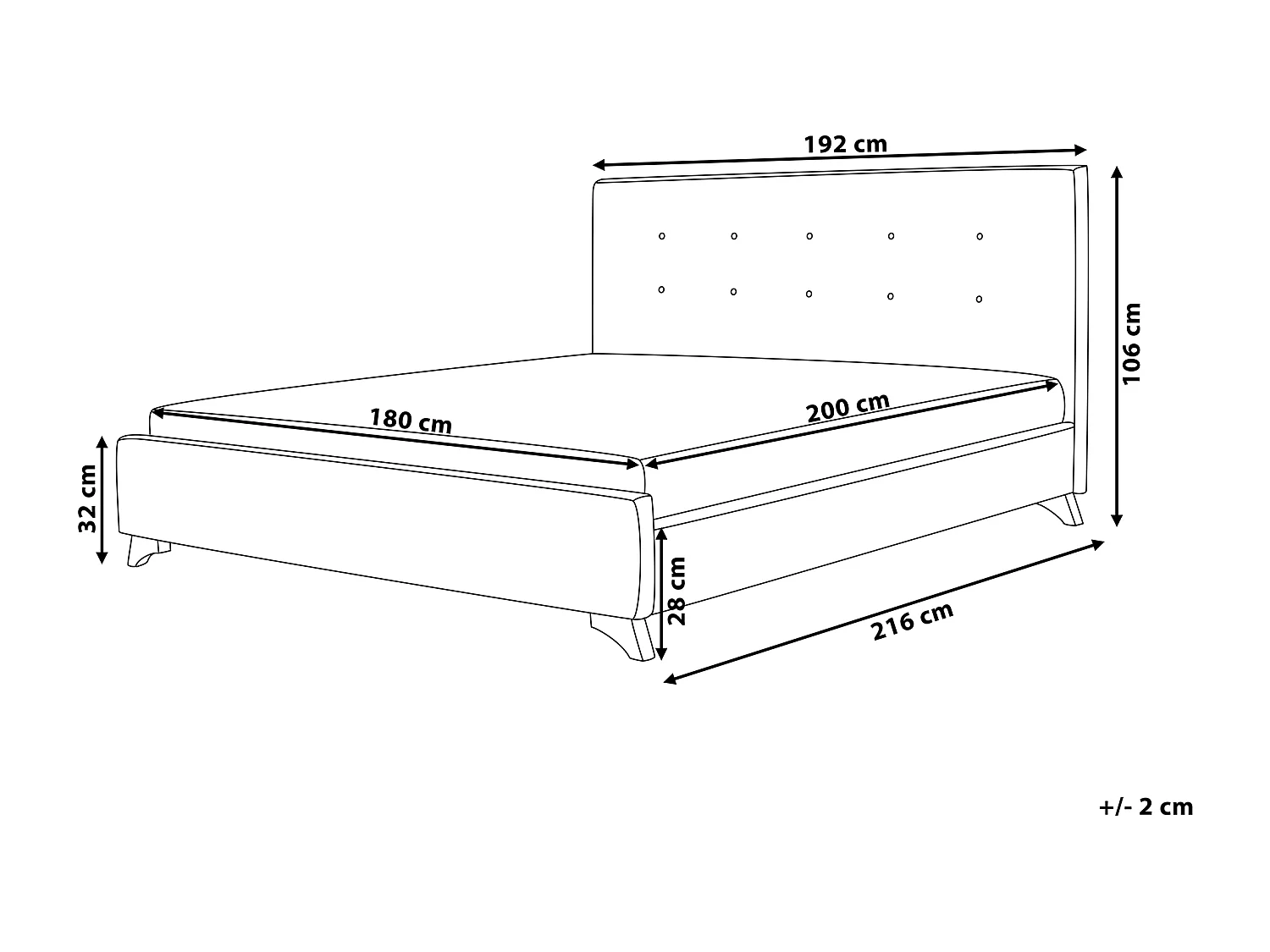 Lit avec sommier Tissu AMBASSADOR 180 x 200 cm Noir