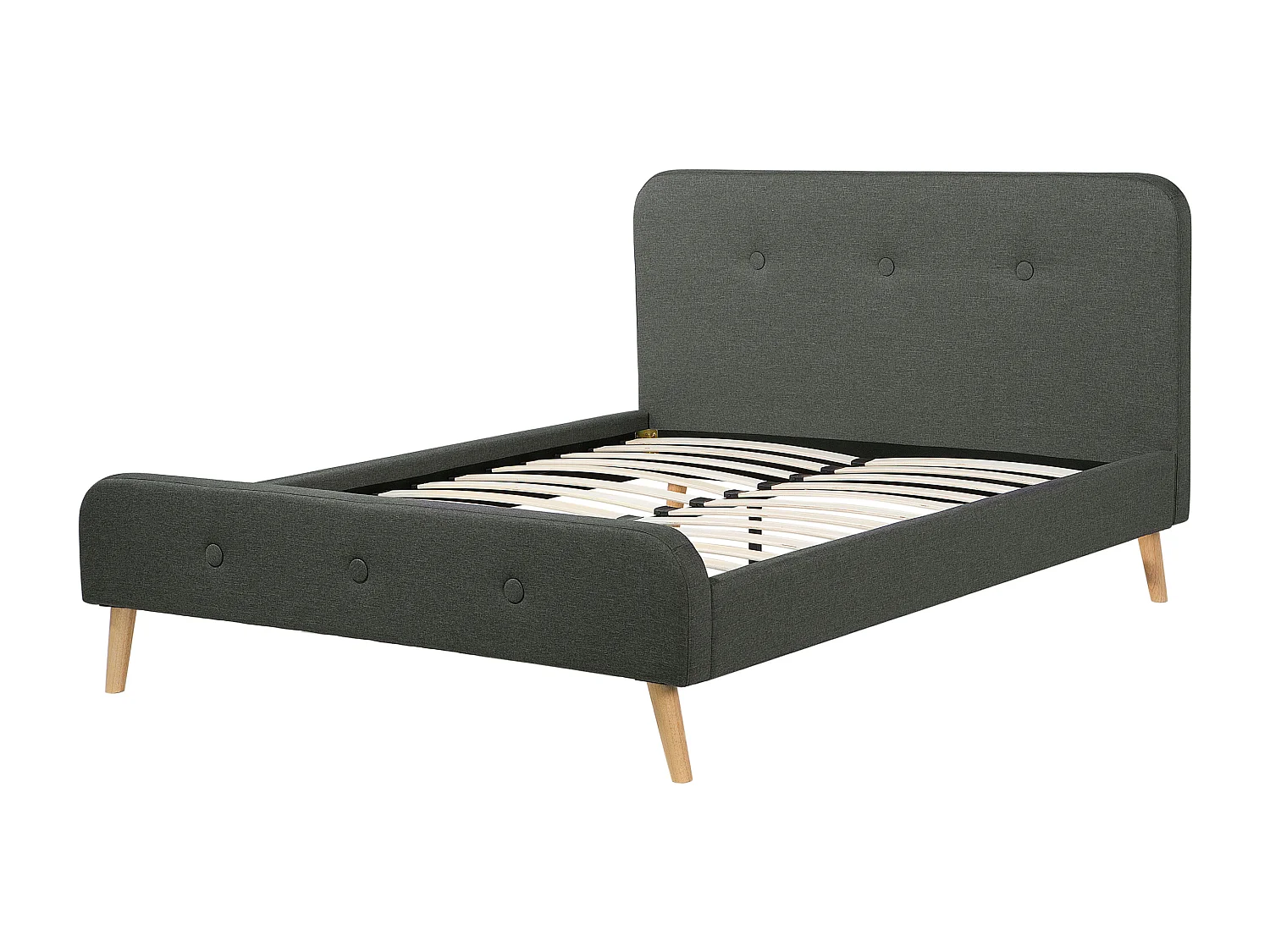 Lit avec sommier Tissu RENNES 160 x 200 cm Gris foncé