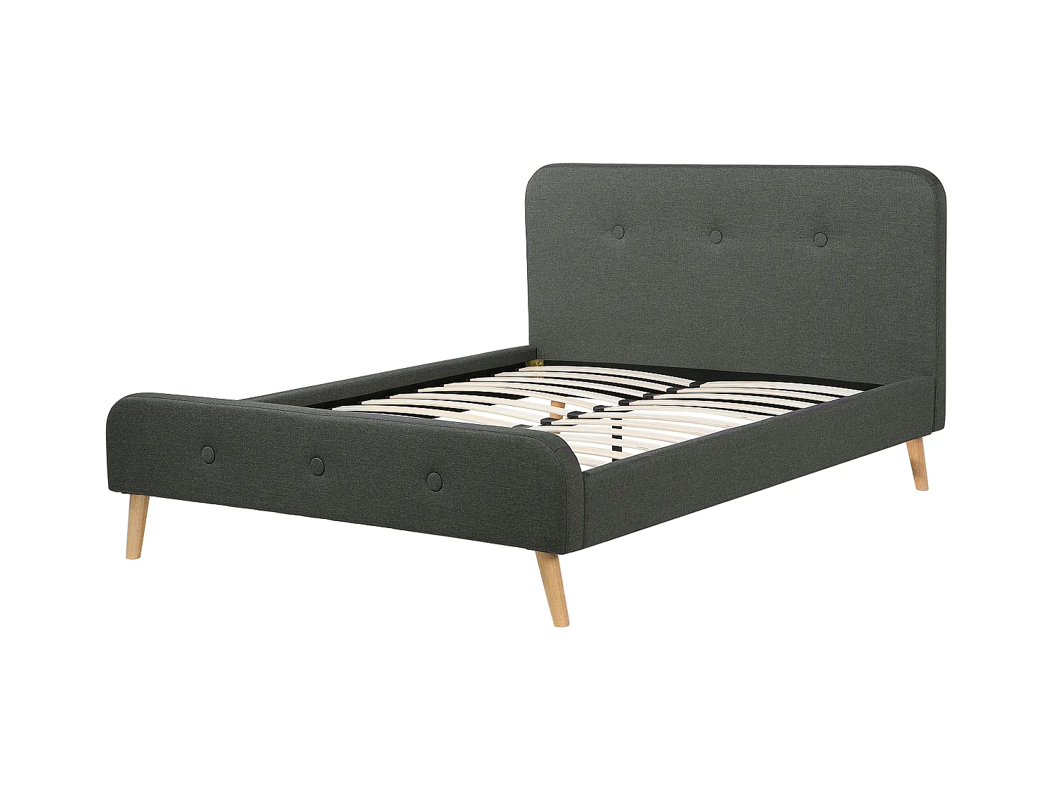 Lit avec sommier Tissu RENNES 160 x 200 cm Gris foncé