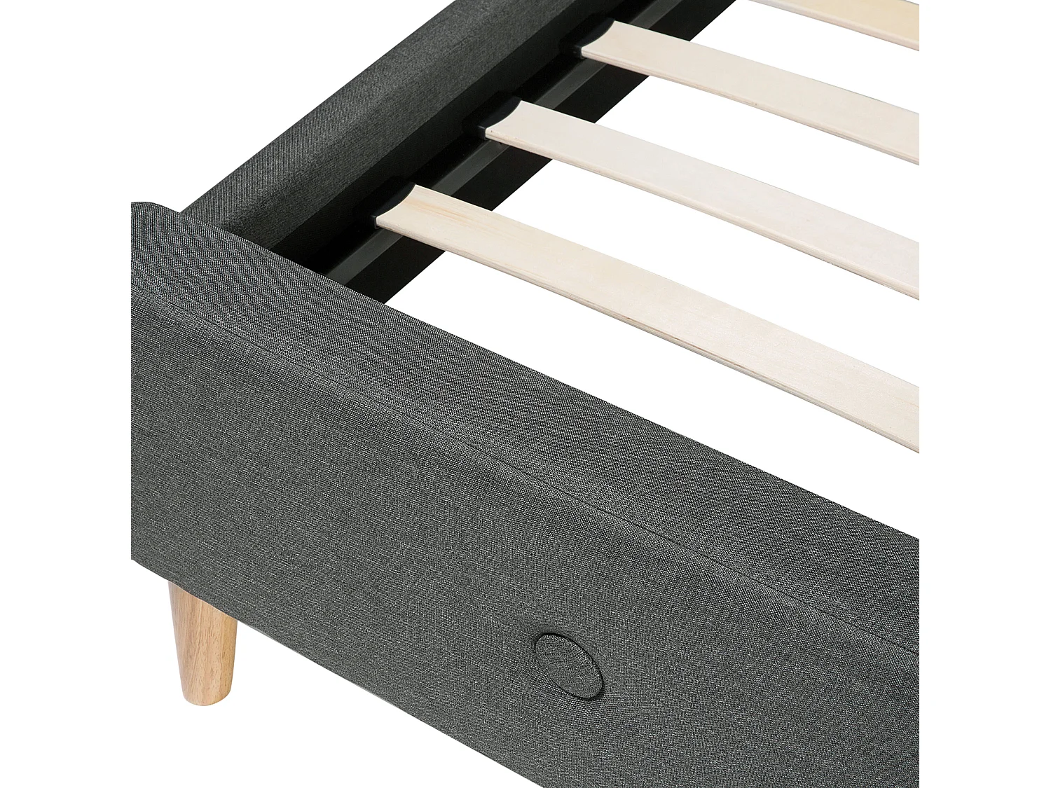 Lit avec sommier Tissu RENNES 160 x 200 cm Gris foncé