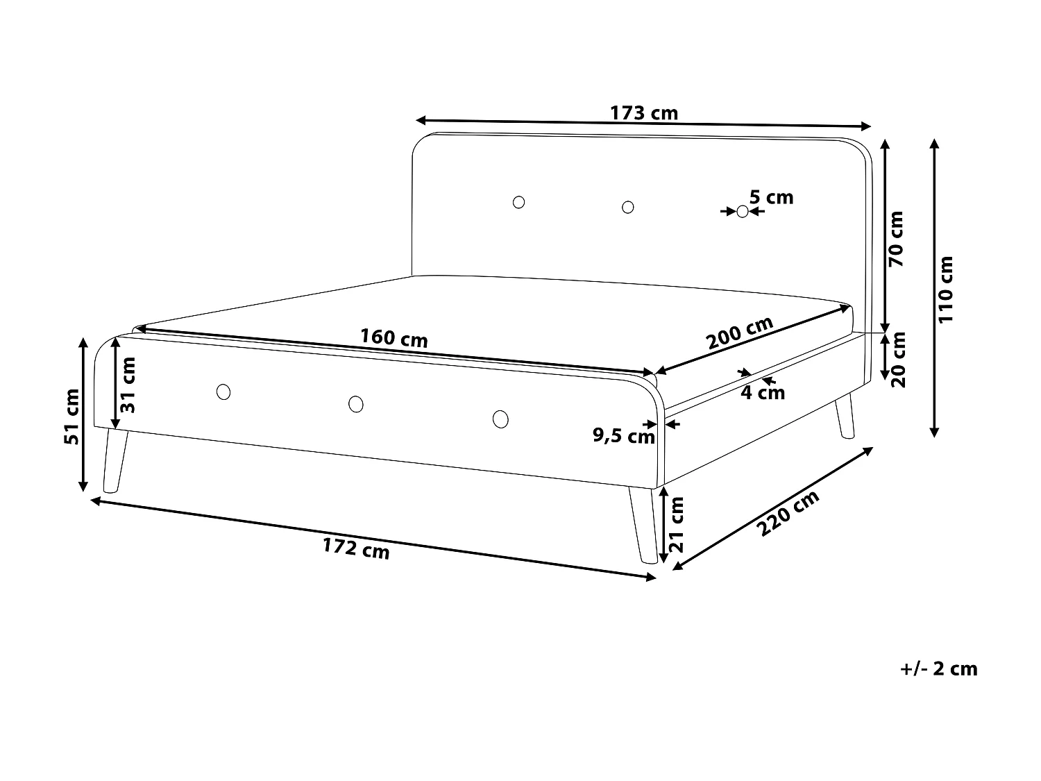 Bed Stof RENNES 160 x 200 cm Donkergrijs