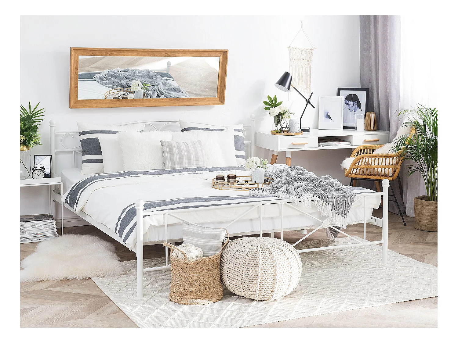 Letto Metallo RODEZ 140 x 200 cm Bianco