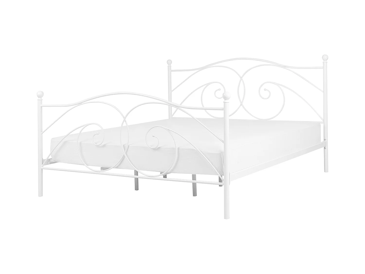 Komfortables Metallbett in romantischem Stil 180 x 200 cm weiß Dinard