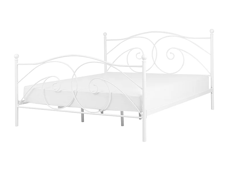 Komfortables Metallbett in romantischem Stil 180 x 200 cm weiß Dinard