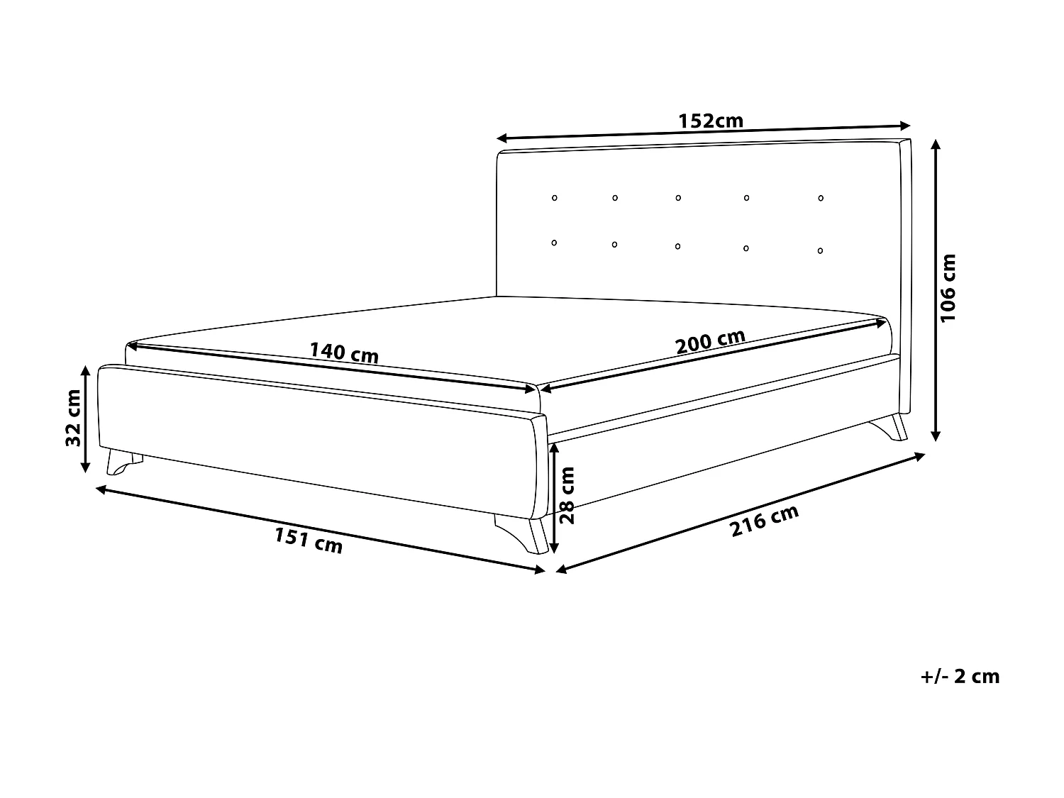 Bed Stof AMBASSADOR 140 x 200 cm Beige