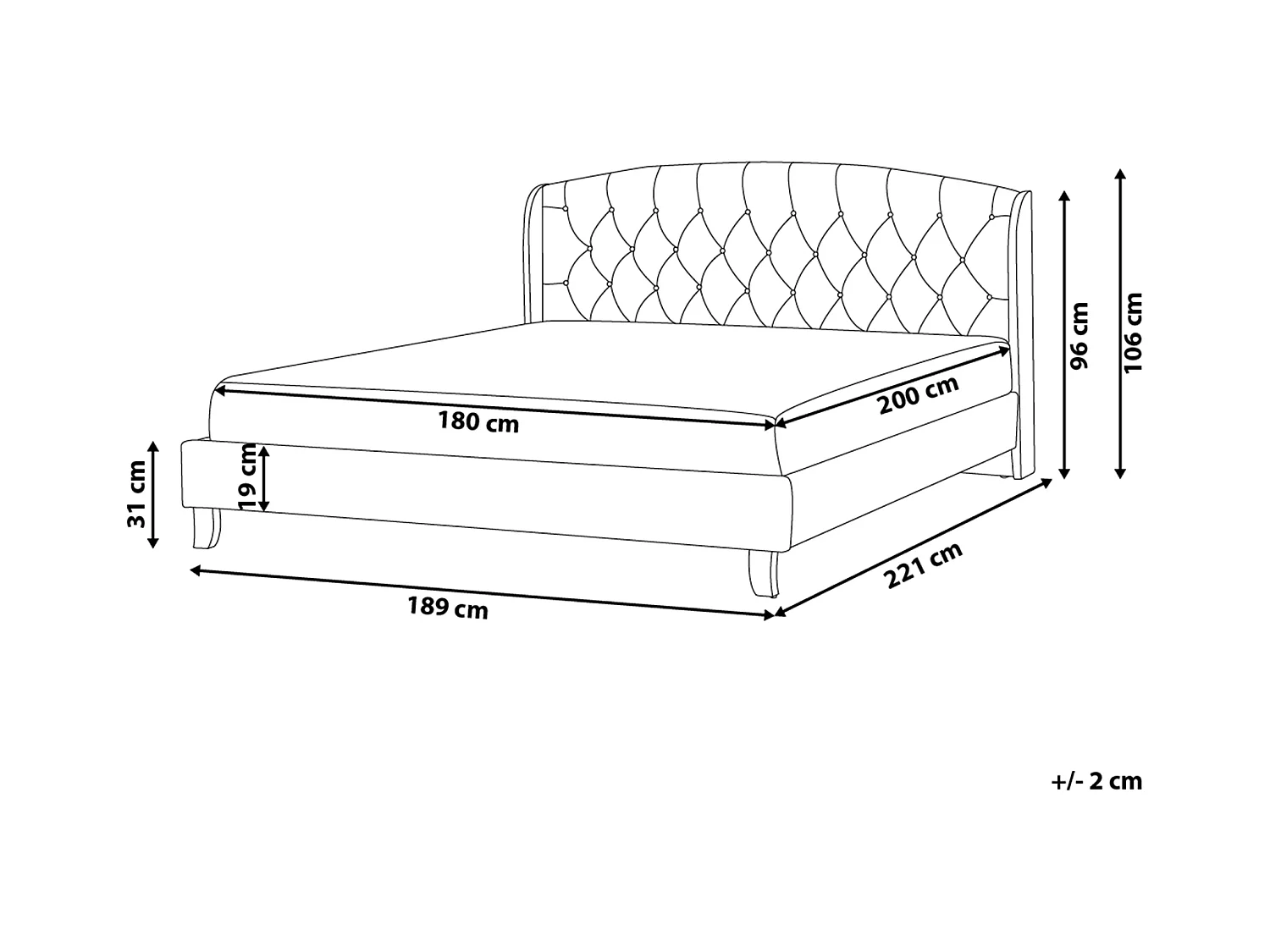 Bed Stof BORDEAUX 180 x 200 cm Beige