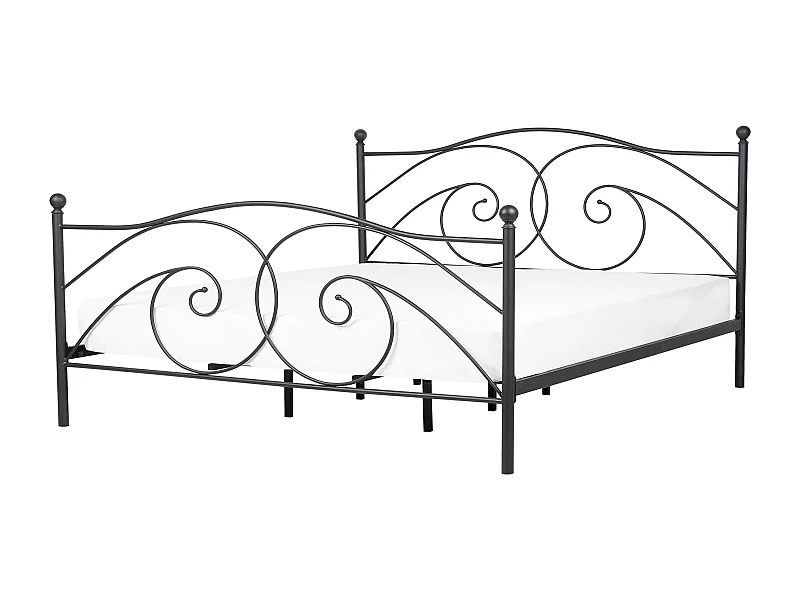 Komfortables Metallbett in romantischem Stil 140 x 200 cm schwarz Dinard