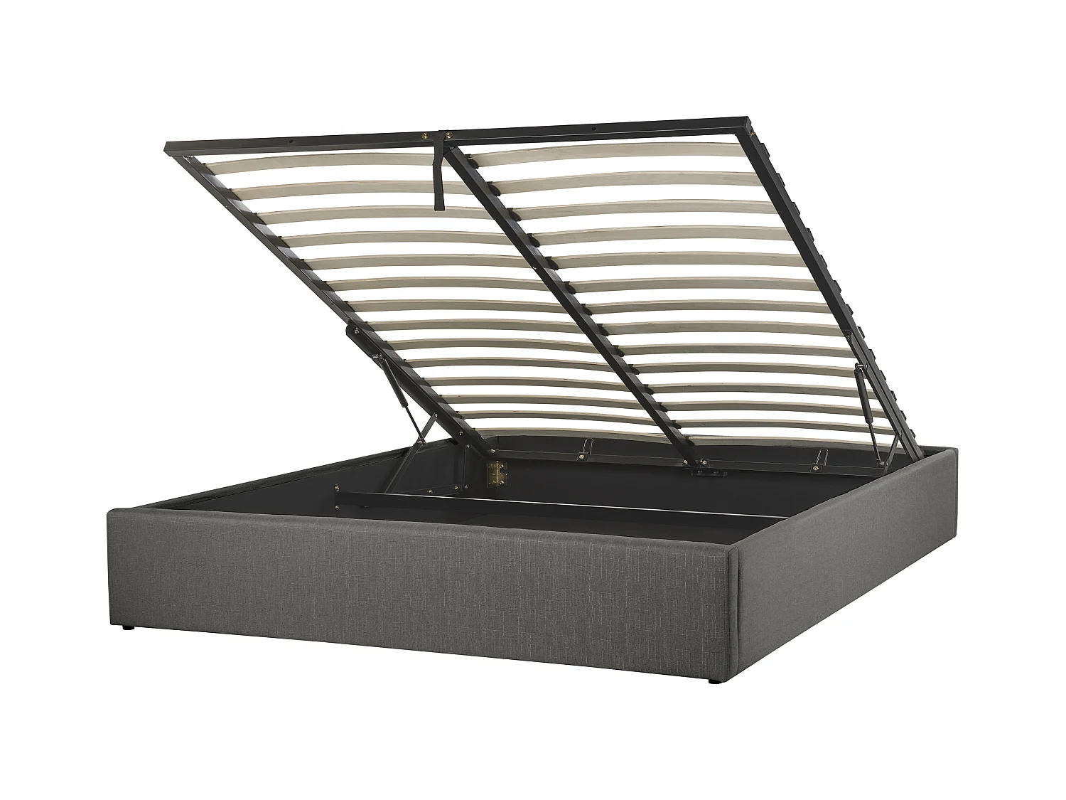 Lit ottoman sans tête de lit Tissu DINAN 160 x 200 cm Gris foncé