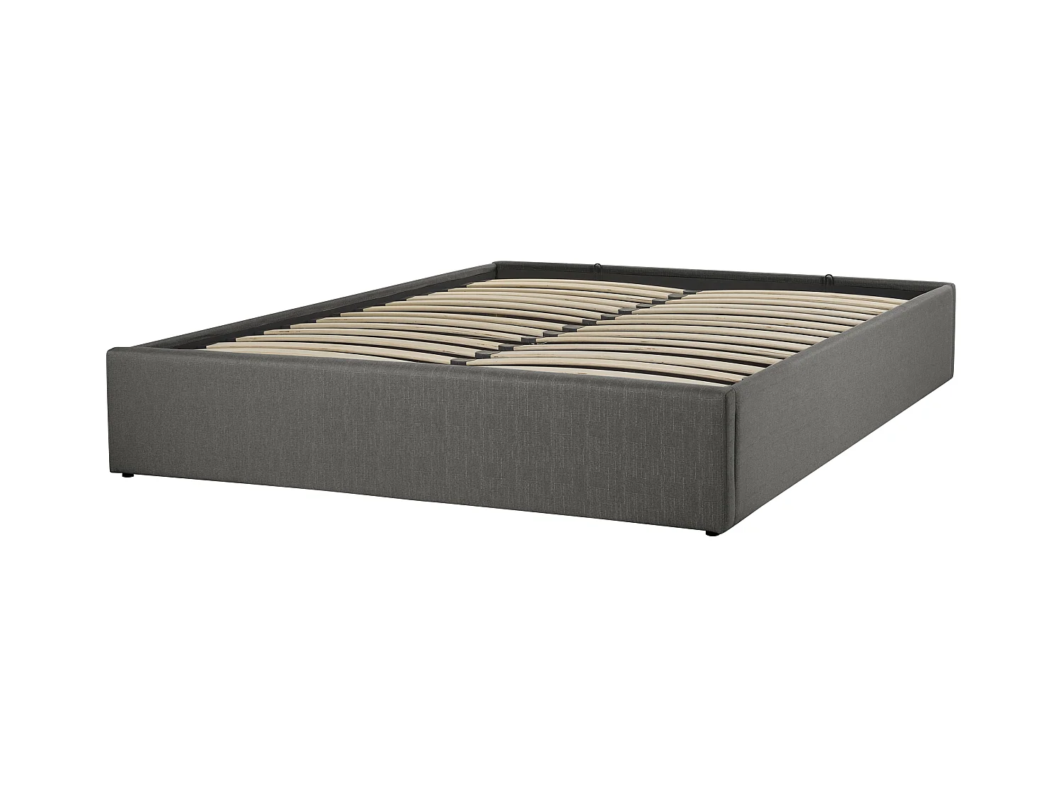 Lit ottoman sans tête de lit Tissu DINAN 160 x 200 cm Gris foncé