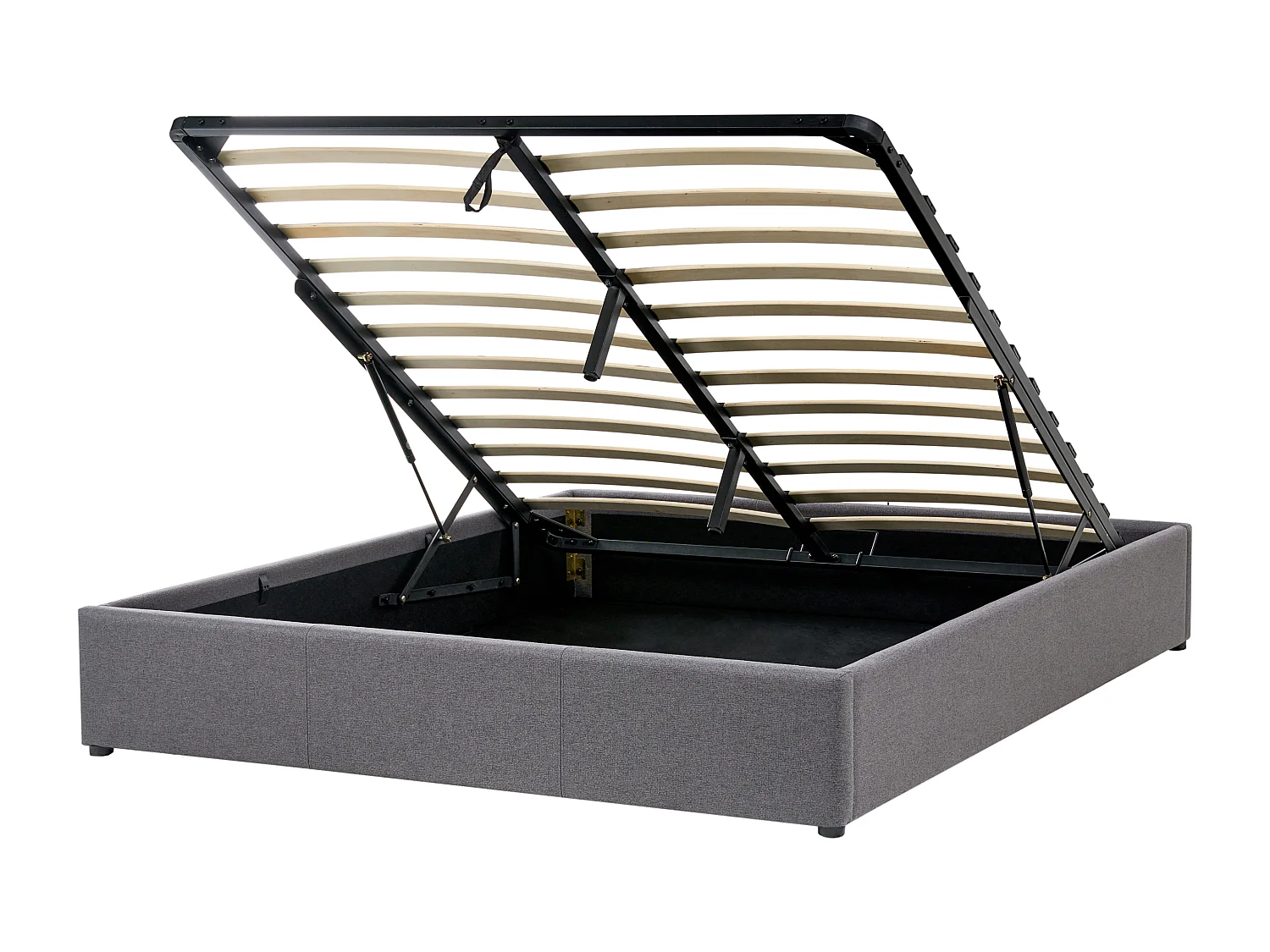 Lit ottoman sans tête de lit Tissu DINAN 160 x 200 cm Gris foncé