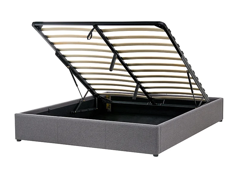 Letto con ottomano Tessuto DINAN 160 x 200 cm Grigio scuro