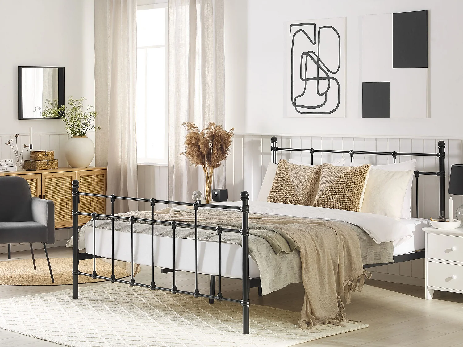 Bett mit Lattenrost Metall LYNX 140 x 200 cm Schwarz