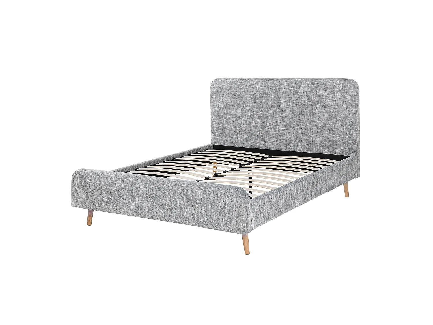 Lit avec sommier Tissu RENNES 160 x 200 cm Gris clair