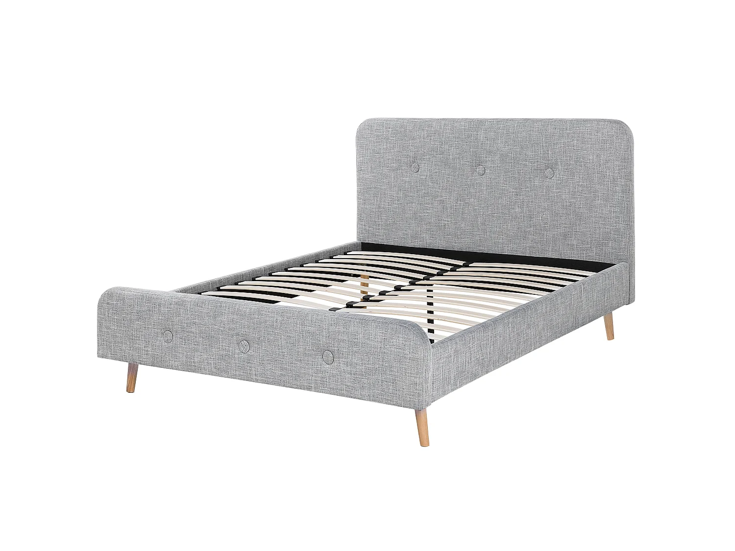 Lit avec sommier Tissu RENNES 160 x 200 cm Gris clair