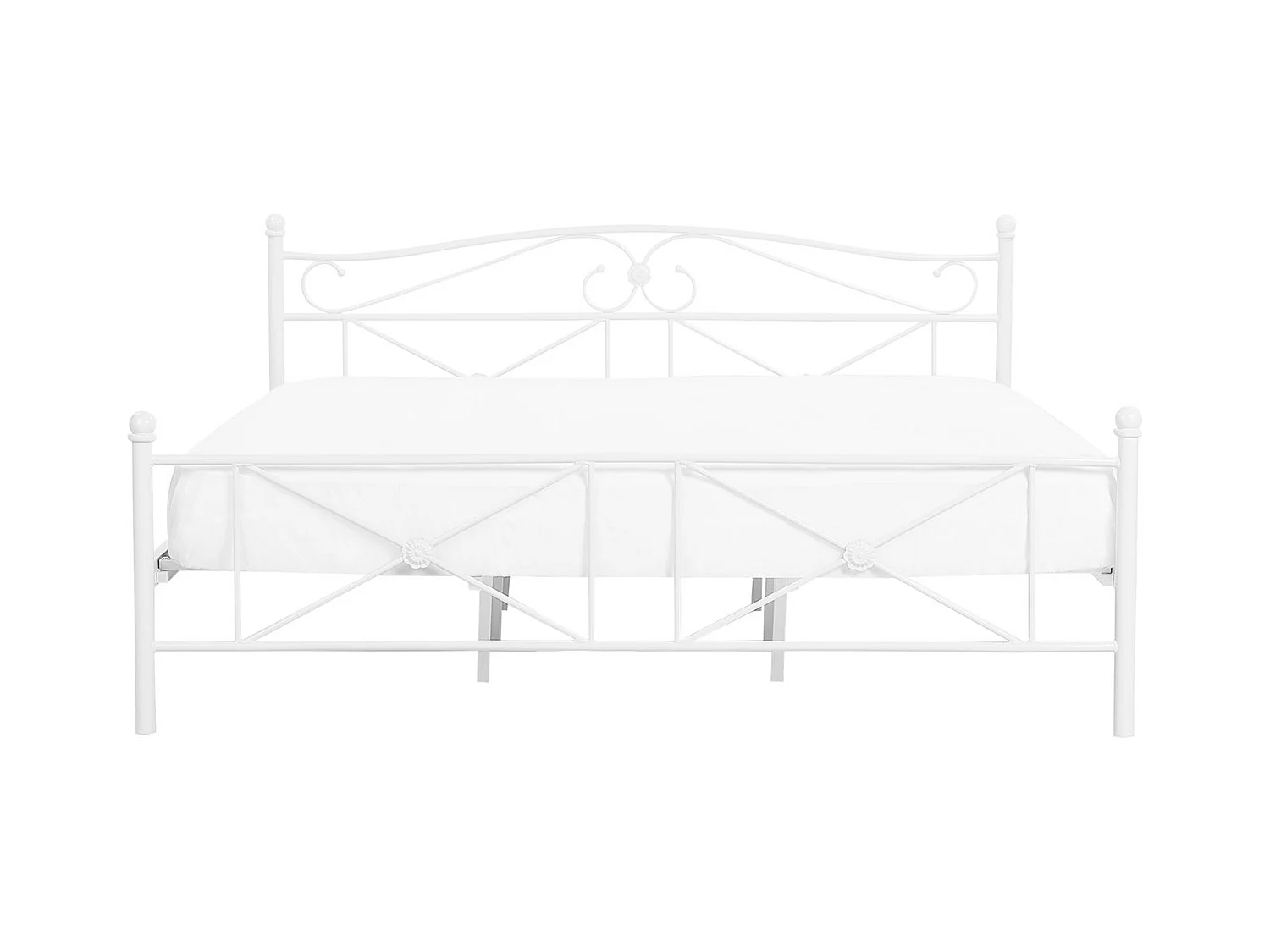 Lit avec sommier Métal RODEZ 160 x 200 cm Blanc