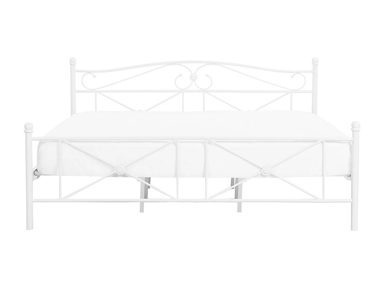 Lit avec sommier Métal RODEZ 160 x 200 cm Blanc