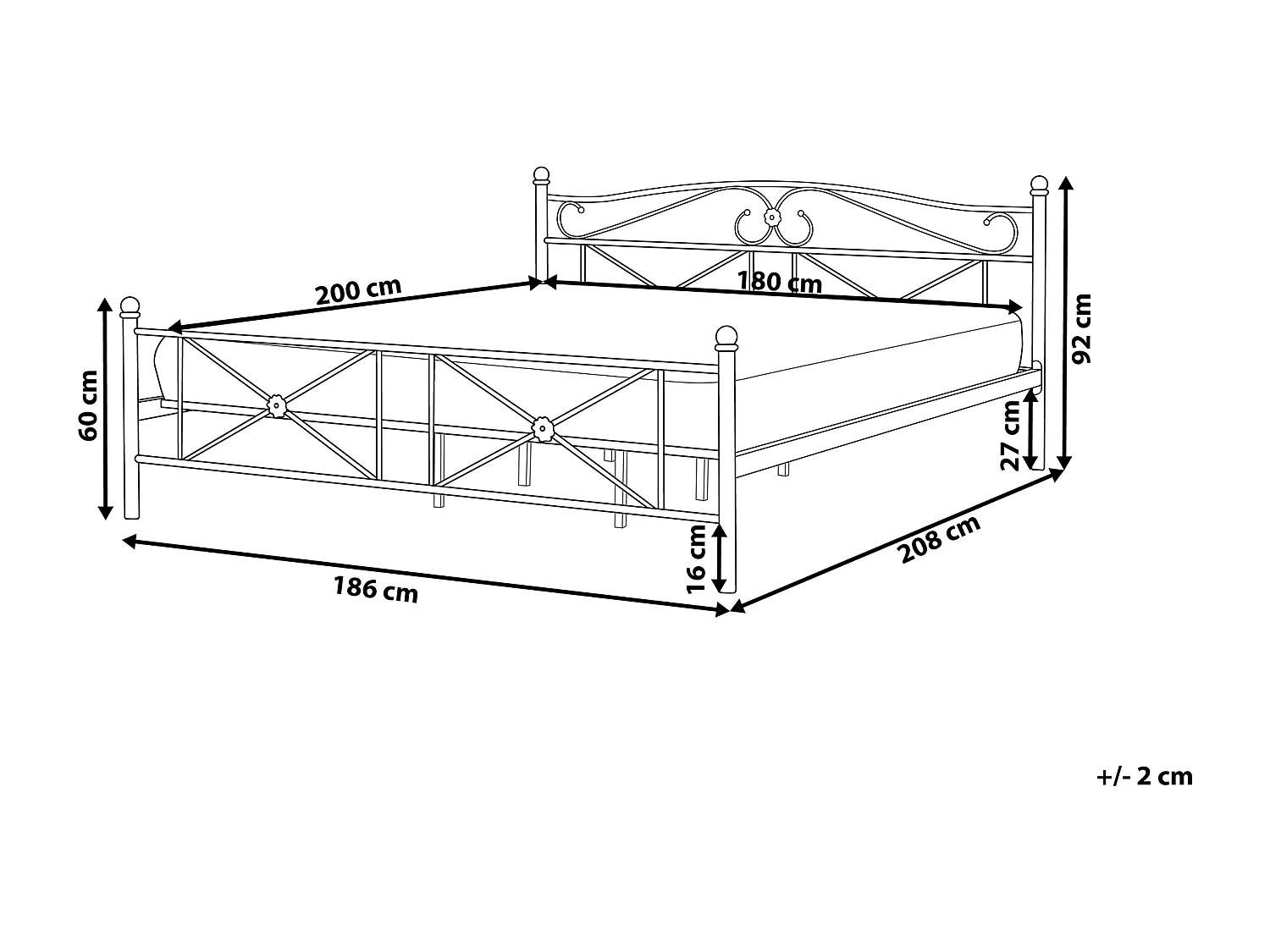 Bed Metaal RODEZ 180 x 200 cm Wit