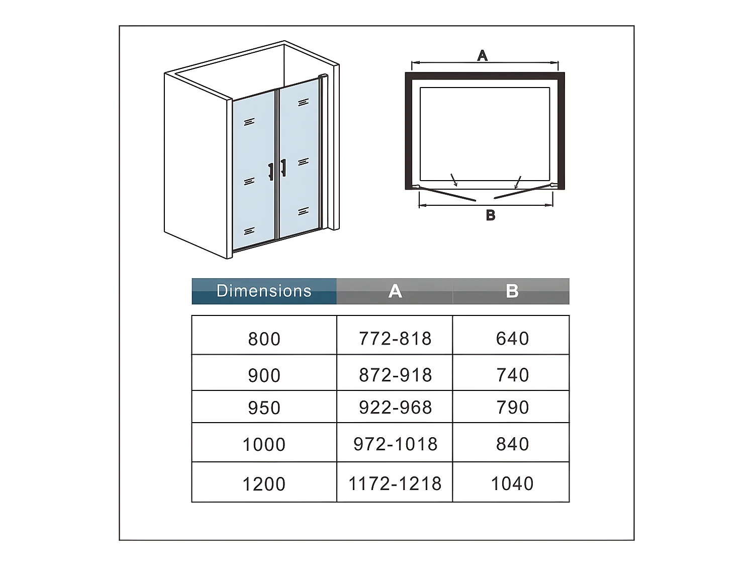 Porte de douche battante 100x197cm en 6mm verre anticalcaire avec receveur de douche blanc 100x70x3cm