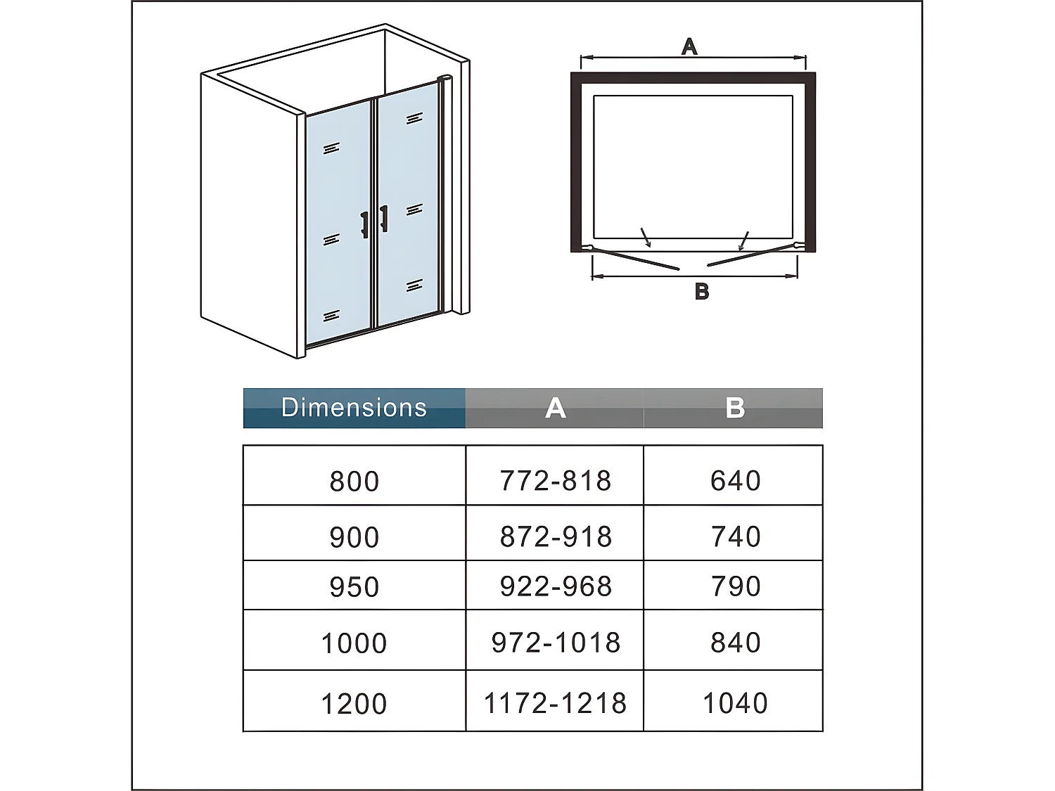 Porte de douche battante 100x197cm en 6mm verre anticalcaire avec receveur de douche blanc 100x70x3cm