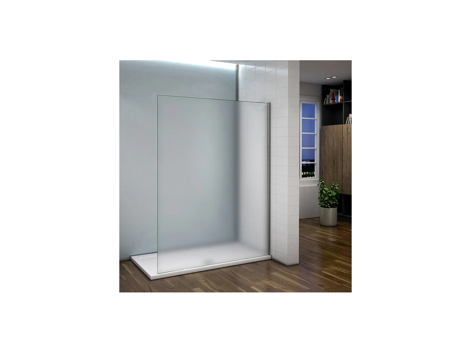 Paroi de douche à l'italienne 100x200cm en verre 8mm dépoli et anticalcaire, sans barre de fixation