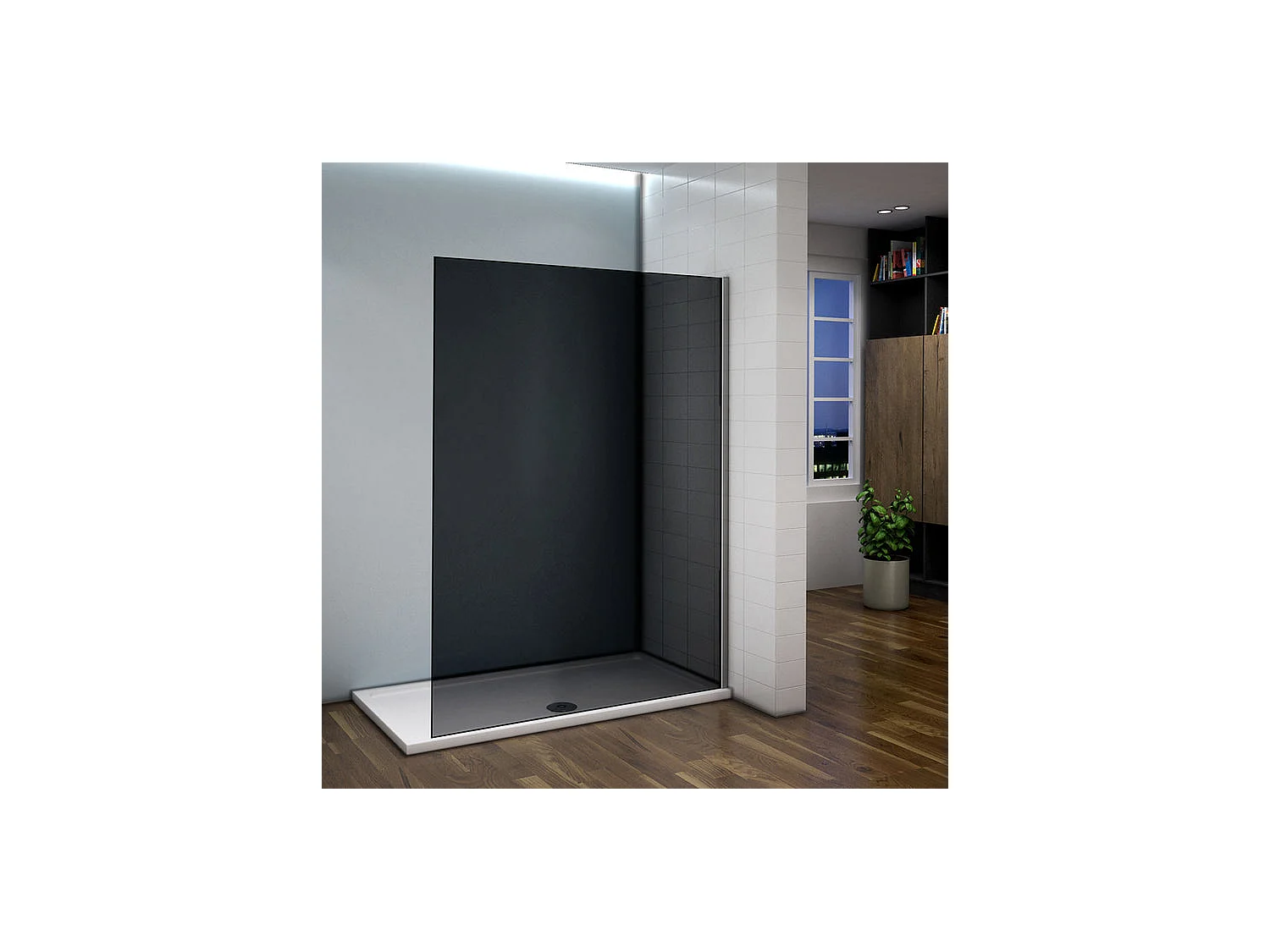 Paroi de douche foncée 140x200cm à l'italienne - Verre 8mm trempé anticalcaire, sans barre de fixation