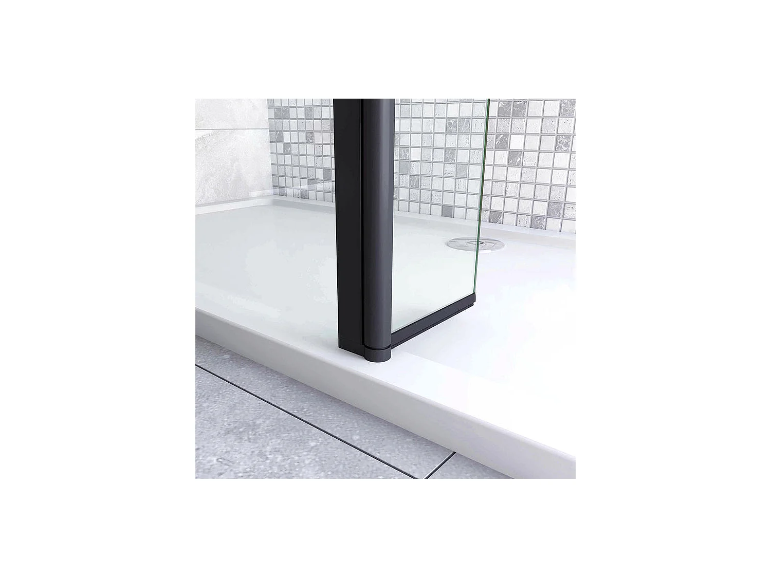 Enkelvoudige draaiwand 30x200cm voor 8mm glazen zwarte inloopdouchewand, 180° draaibare retour, anti-schubbend glas